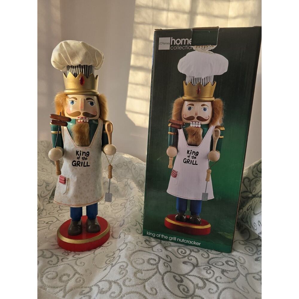 Home Collection Christmas King Of The Grill Wood 15" Nutcracker Christmas Decor